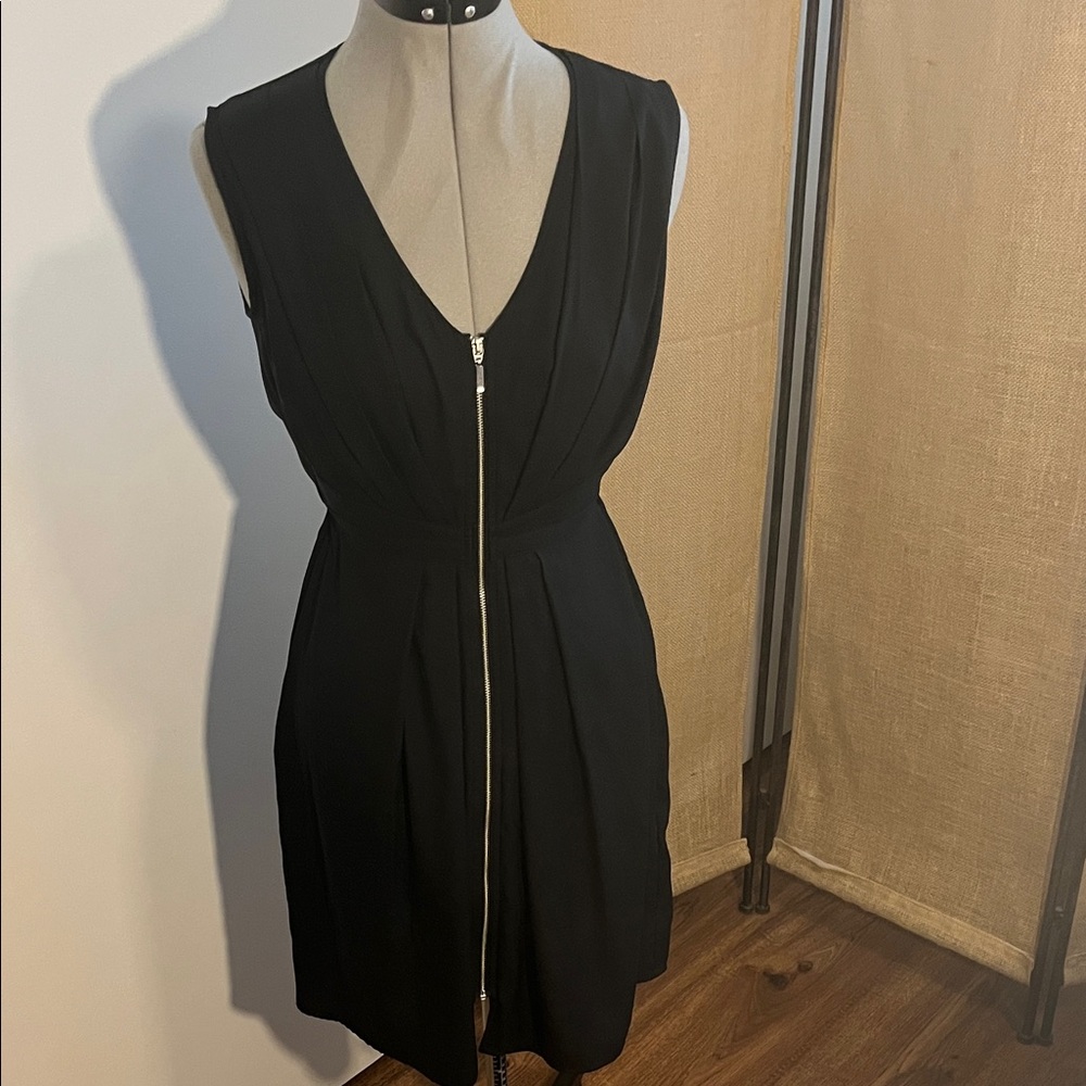 H&M Black Sleeveless Midi Dress with Front Zipper